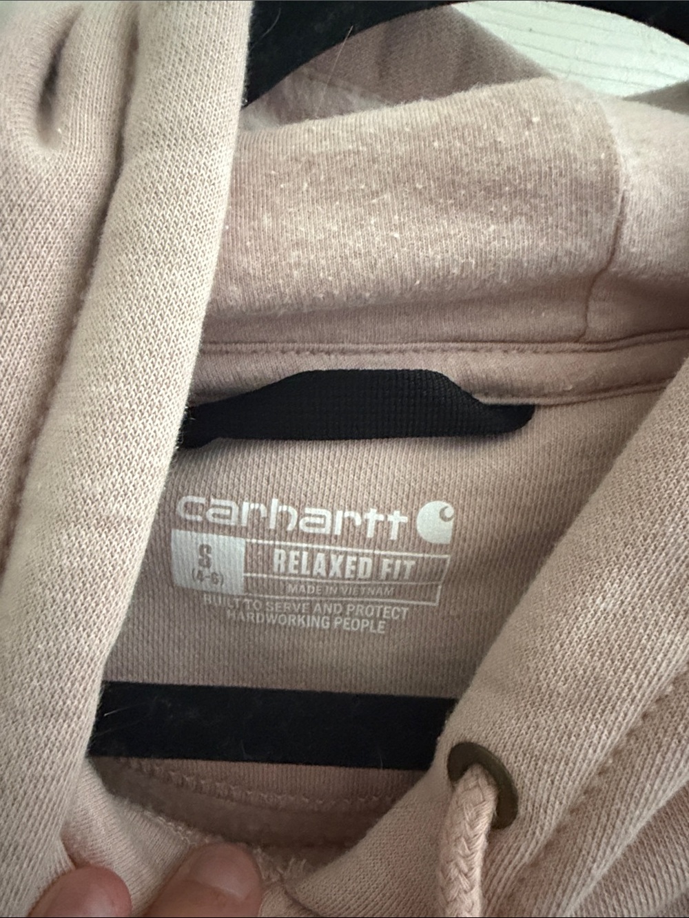 Carhartt Womens's Pale Pink Crewneck Hoodie with Dark Logo - Picture 2 of 3
